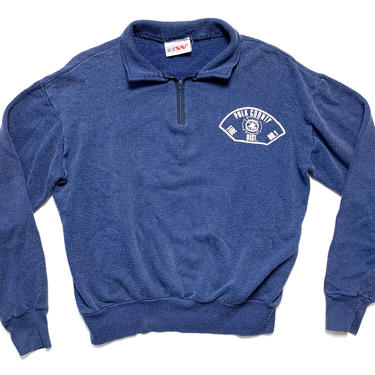 Vintage 1980s Polk County Fire District 1/4 Zip Sweatshirt ~ fits M ~ Worn-in / Faded ~ Oregon 
