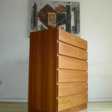 Tall Danish Modern Teak Dresser bedroom credenza By Arne Wahl Iversen for Vinde Mobelfabrik 