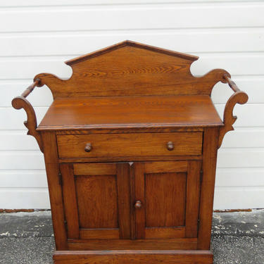 Early 1900s Solid Oak Wash Stand Dresser Cupboard Cabinet 1616