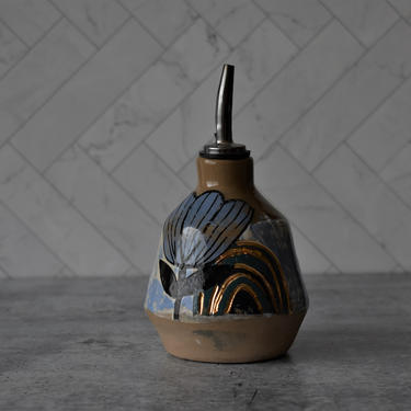 Ceramic cruet, pottery olive oil dispenser, flower oil bottle, handmade ceramics 