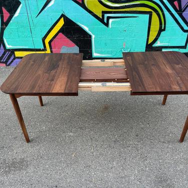 Mid Century Walnut Solid Dining Table Extendable 
