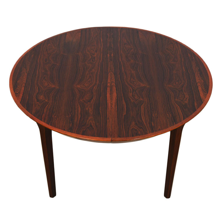 Danish Modern Rosewood Round-to-Oval Expanding Dining Table