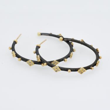 Black and Gold Crivelli Hoop Earrings