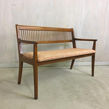 Mid Century Walnut Upholstered Bench by Drexel 
