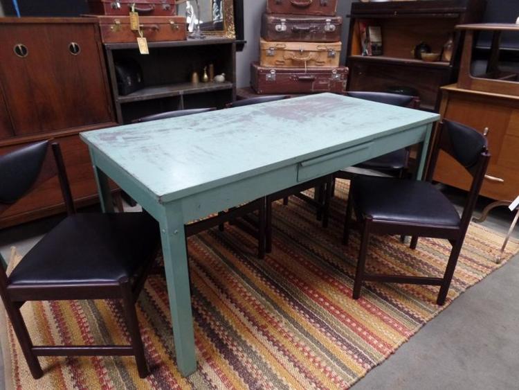 Vintage industrial painted steel table