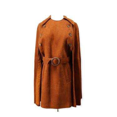 Vintage Brown Suede Cape Coat 1960s 