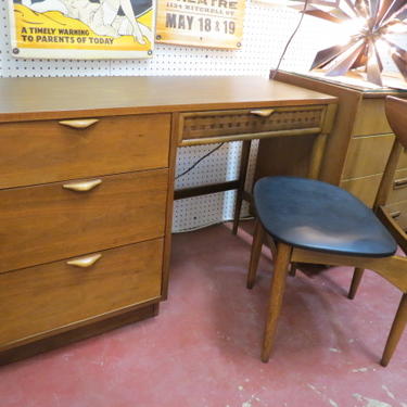Vintage MCM Lane Perception Walnut desk and chair