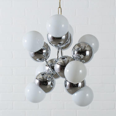 Mid-Century Modern Chrome Pendant Lamp with Eight Globes, 1960s