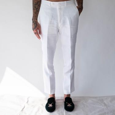 Vintage Linea Naturale Luxe White Linen Straight Leg Slacks | Made in Italy | 100% Linen | Size 34 | Designer Tailored Mens White Pants 