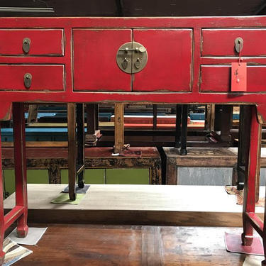 Asian Console Table in Lacquered Red  (Los Angeles) 