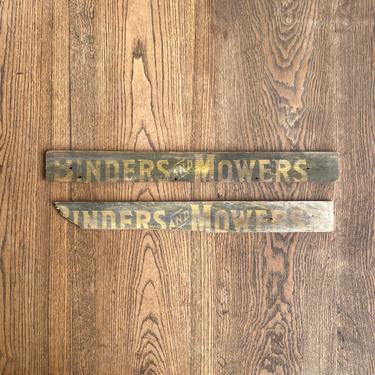 Antique Hand-Painted Binders and Mowers Wood Sign Pieces 