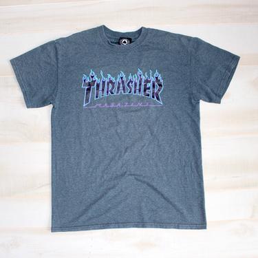 Vintage 90s Thrasher T Shirt, 1990s Skate T Shirt, Thrasher Magazine Flames Tee, Y2K, Streetwear, Skate Or Die, Skateboard, Men&#39;s, Women&#39;s 