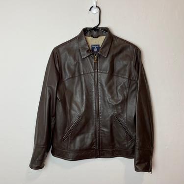 FACONNABLE Brown Lambskin Leather Jacket Women’s MEDIUM Soft Buttery Chestnut