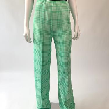 1970's Green Grid Poly Pants