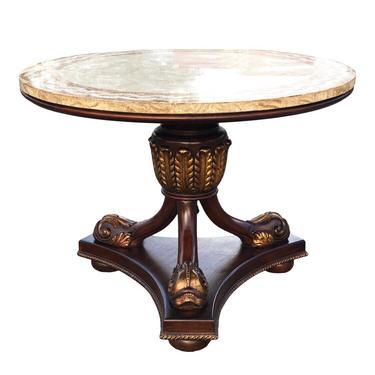 Round Marble Top Pedestal Dolphin Table 
