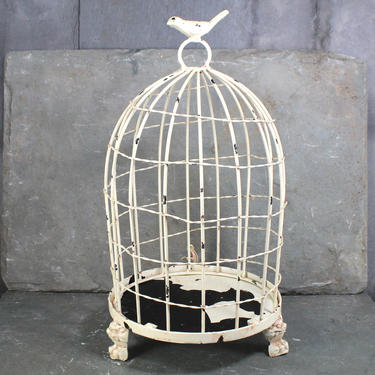Vintage French Country Bird Cage - Animal Feet Bird Cage with Songbird on Top - Shabby Chic Birdcage - Table Top Decor | FREE SHIPPING 