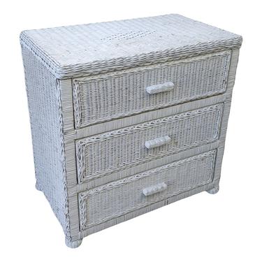 COMING SOON - 1980s Vintage Coastal White Wicker Chest of Drawers