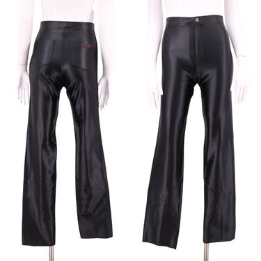 70s black TIGHT END disco pants 26 / original spandex vintage 1970s shiny skin tight leggings size S 2-4 1980s 
