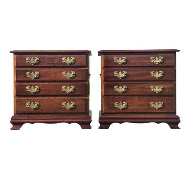 Pair of Solid Cherry Four Drawer Chippendale Style Nighstands 