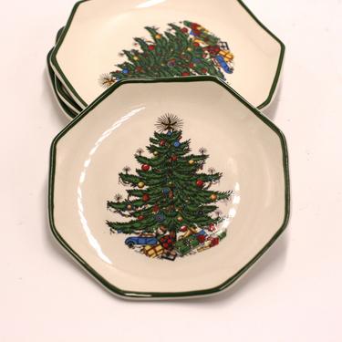 vintage Cuthbertson coasters or small plates/original christmas tree/made in england/set of four 