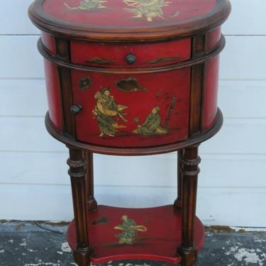 Hand Painted Chinoiserie Oriental Tall Nightstand Side End Table 1849