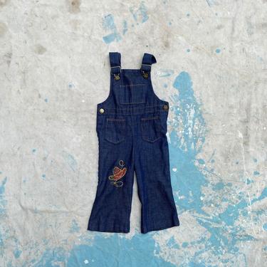 Vintage Youth Health-Tex Santogs Cowboy Embroidered Denim Overalls 