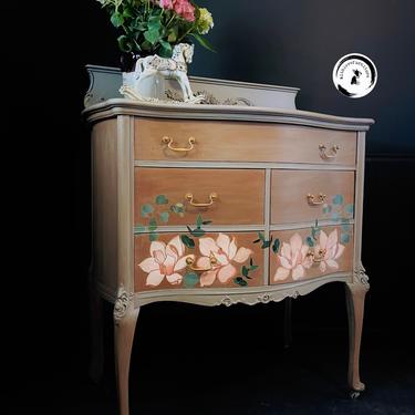 French Chest of Drawers/Bedroom Storage dresser. Colorful Entryway Dresser. Cottage / Farmhouse 