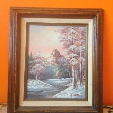 Original G Whitman Oil Painting- Winter Scene Painting- Bohemian Decor- Shabby Chic Decor- Boho Wall Art- Cottage Chic- Rustic Home Decor 
