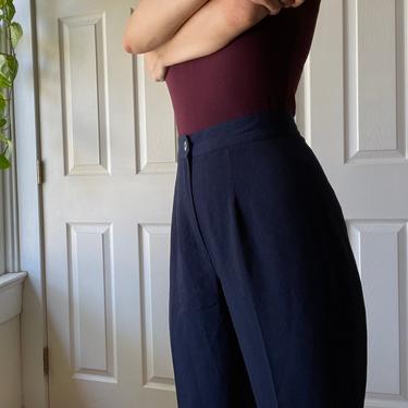 High Waisted Vintage Pleated Tapered Pants 