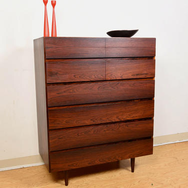 Split-Drawered Danish Modern Rosewood Tall Dresser