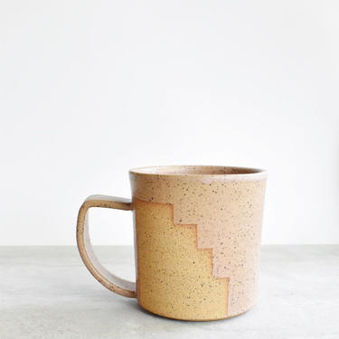 Onward and Upward Speckled Stoneware Mug Pink 