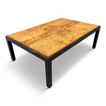Directional Burl & Black Coffee Table in the Style of Milo Baughman Mid Century