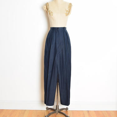 vintage 90s pants navy wool high waisted tailored mom trousers pleated tapered M clothing 
