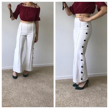 Vintage white wide leg highwaist disco pants sz xs or small 