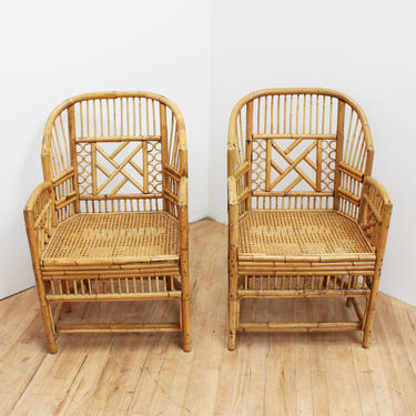 Bamboo Chippendale Chairs Pavilion Chinese Brighton Pair Rattan Cane Wicker 