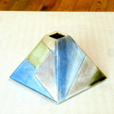 Vintage Robert Wagar Studio Pottery Pyramid Shaped Holder - Ceramic Art - Modernist Art - Flower Holder - Bud Vase - Weed Pot 