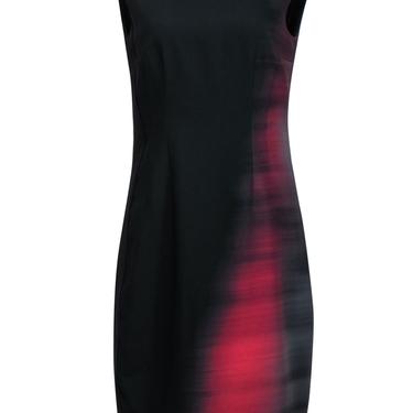 Elie Tahari - Black & Red Ombre Printed Sleeveless Sheath Dress Sz 8