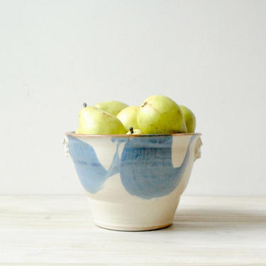 Vintage Blue and White Ceramic Bowl, Pottery Bowl, Fruit Bowl, Mixing Bowl, Serving Bowl, Studio Pottery Bowl, Kitchen Bowl 