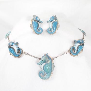 Toshikane Seahorse Necklace and Earrings