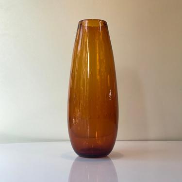 Blenko Amber vase with controlled bubbles #6744 