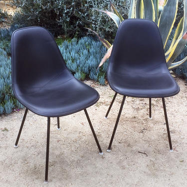 Pair of 1970&#x27;s Eames DSX upholstered shell chairs
