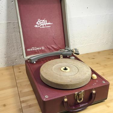 Red 1960 Symphonic 3 Speed Suitcase Record Player, Serviced & Nicely Playing 