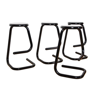 Set of 4 Black ‘Paperclip’ Barstools by Kinetics