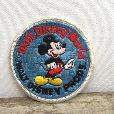 90's Vintage Walt Disney World Patch, Mickey Mouse Patch, Round Fabric Embroidery Patch, Applique 