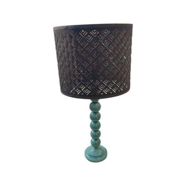 Jade Color Green Ball Lamp with Black and Copper Lamp Shade