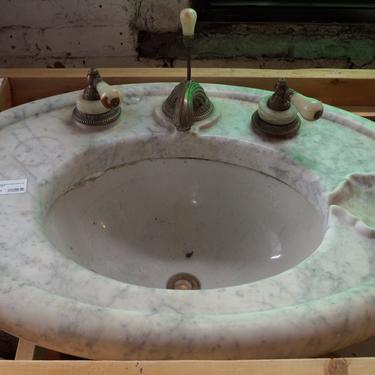Oval Marble Sink w Ornate Pipe Leg Base