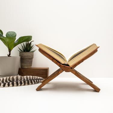 Vintage Carved Wood Book Holder | Folding Wooden Book Stand | Bible or Recipe Book Holder | Boho Decor 