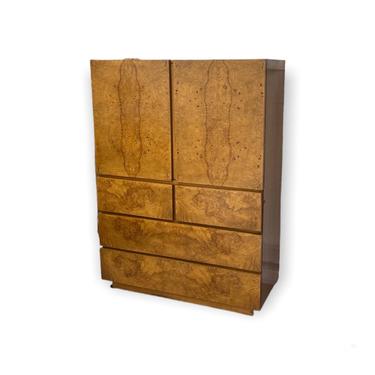 Mid-Century Modern Lane Art Deco Burl Wood Baughman Style Armoire Chest Dresser 