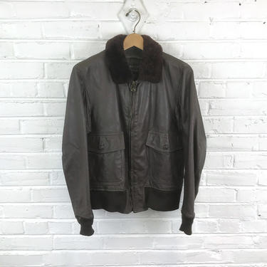 Size 42 Vintage 1967 USN G-1 Brown Goatskin Leather Flight Jacket 