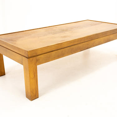 Parsons Style Mid Century Oak Coffee Table - mcm 